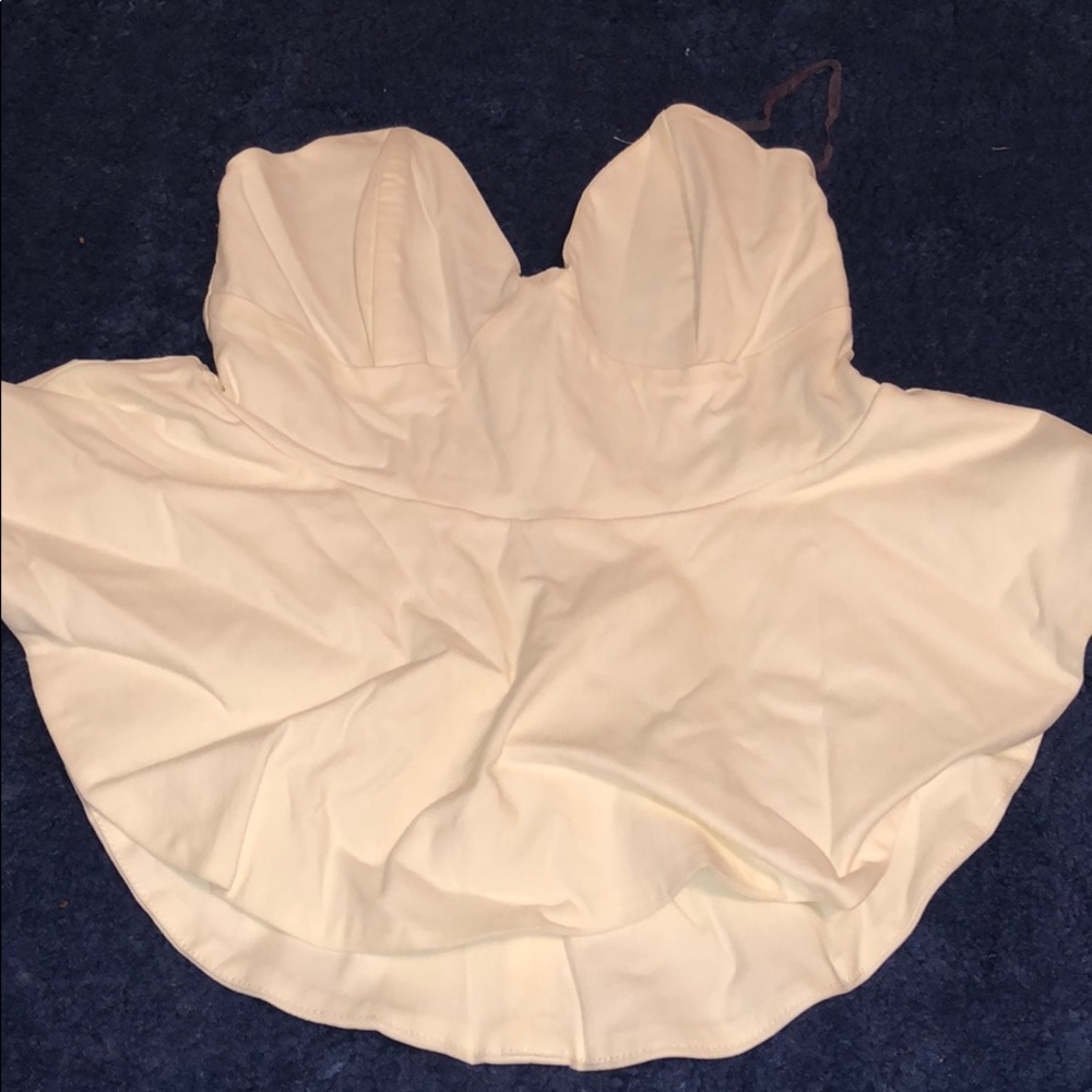 White solemio top , peplum tube top strapless